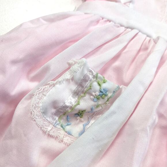 Vintage Dress Baby Girls Size 9-12m Pink Embroidered Pinafore - Picture 3 of 5